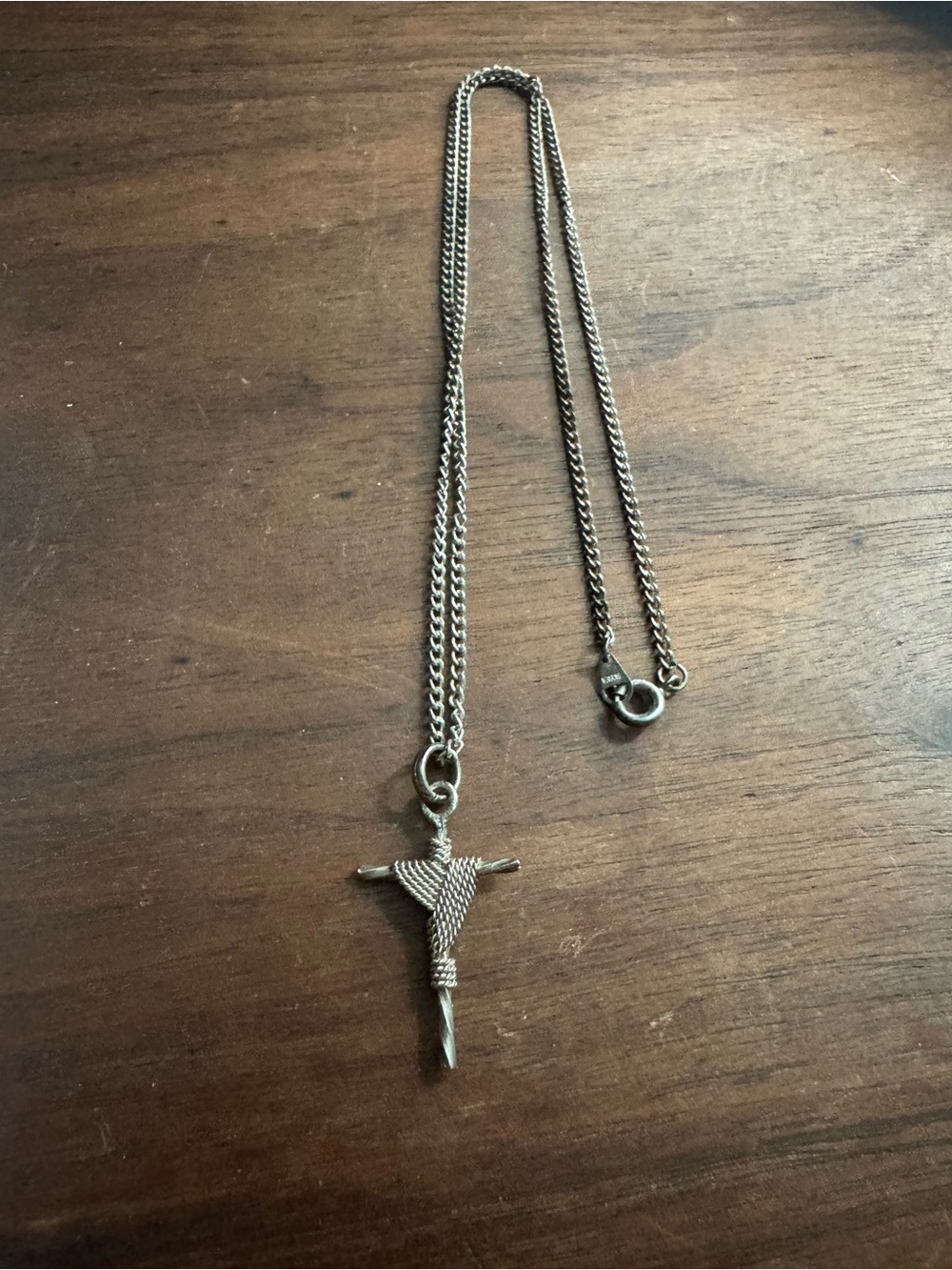 Silvertoned Wire Wrapped Cross Pendant Necklace